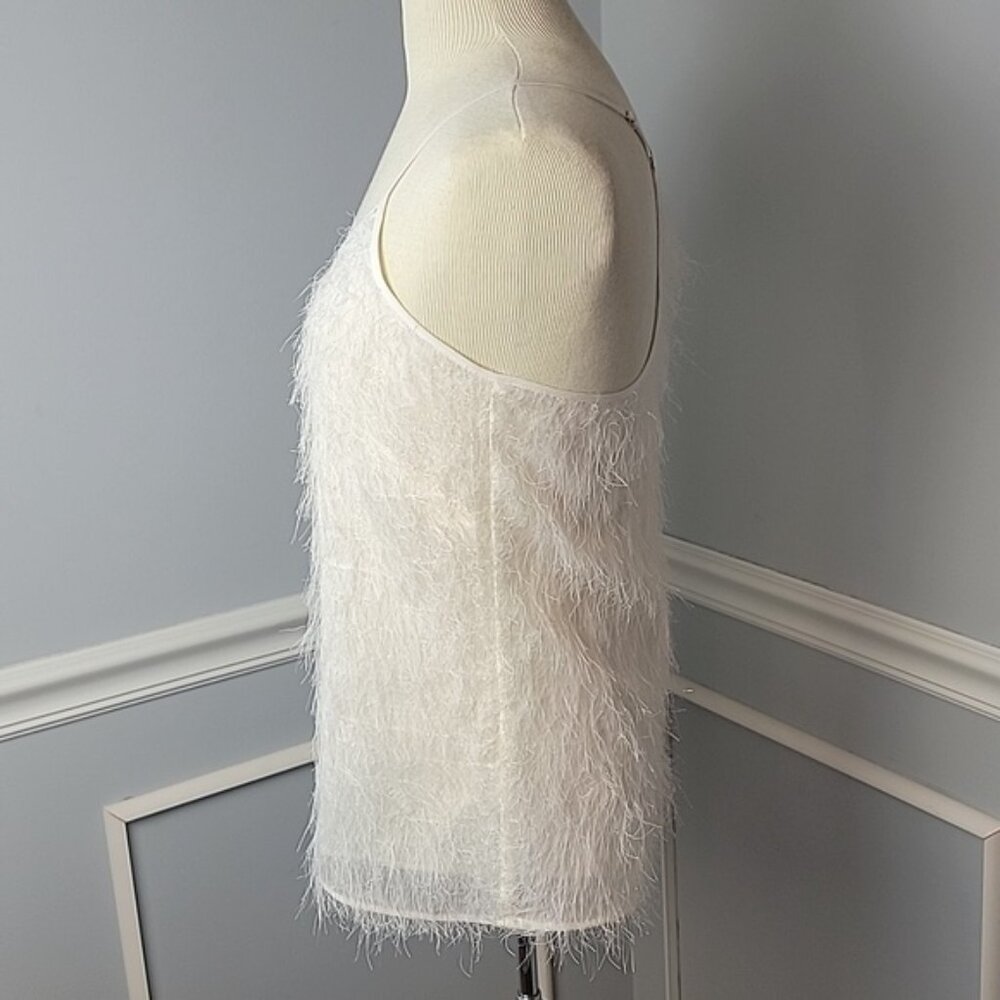 J.CREW White Eyelash Fringe Retro Flapper Racer Back Party Holiday Cami Top 2 - Picture 2 of 11